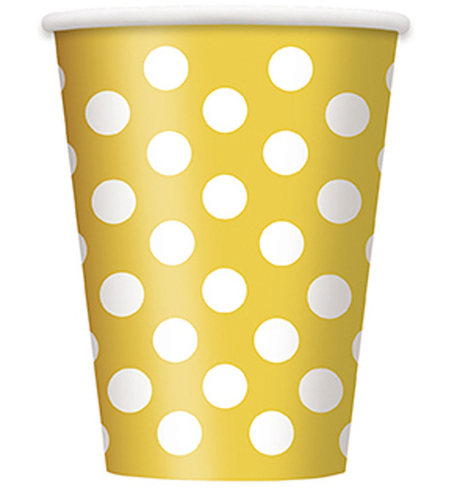 Papírový kelímek Žluté s bílými puntíky (6 ks) - KL5103